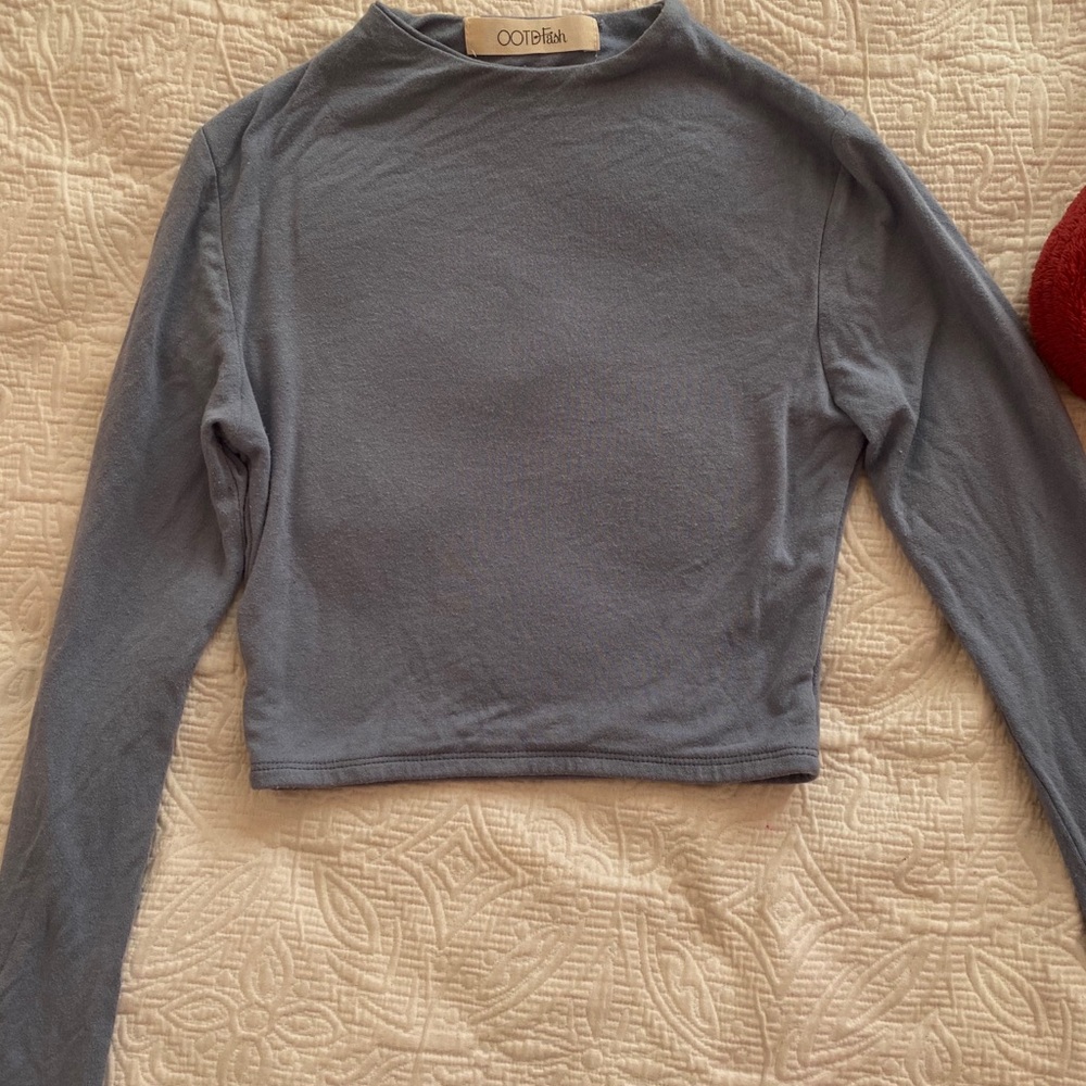 Blue ootd fash crop top